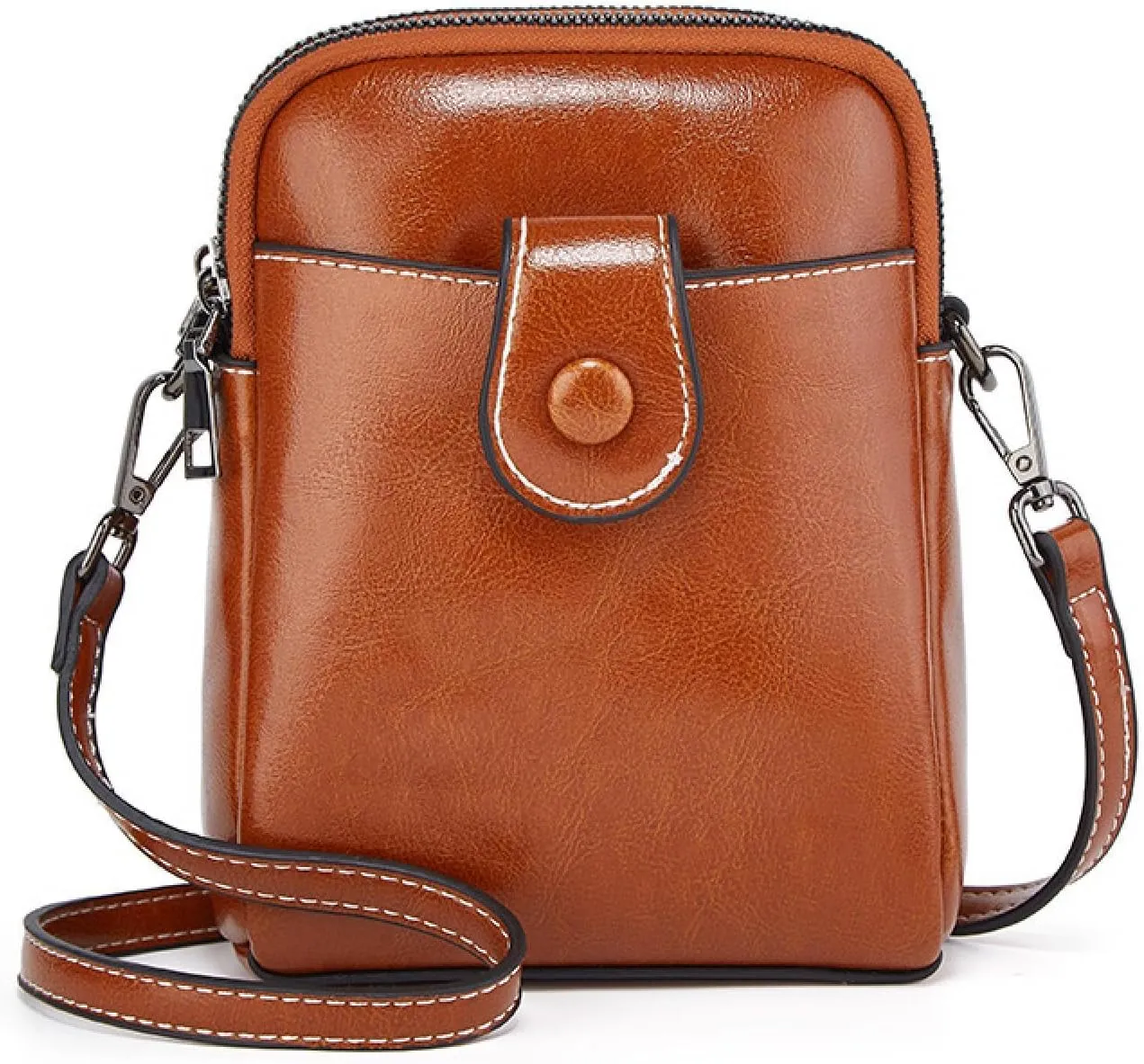Small Oily Leather Mobile Phone Shoulder Crossbody Women's Bag