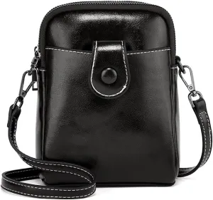 Small Oily Leather Mobile Phone Shoulder Crossbody Women's Bag