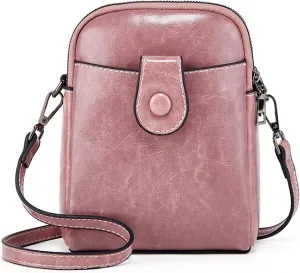 Small Oily Leather Mobile Phone Shoulder Crossbody Women's Bag