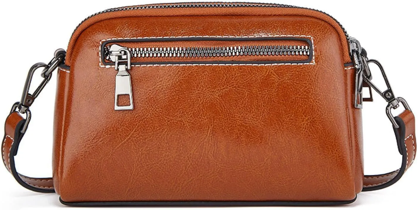 Small Oily Leather Mobile Phone Shoulder Crossbody Women's Bag