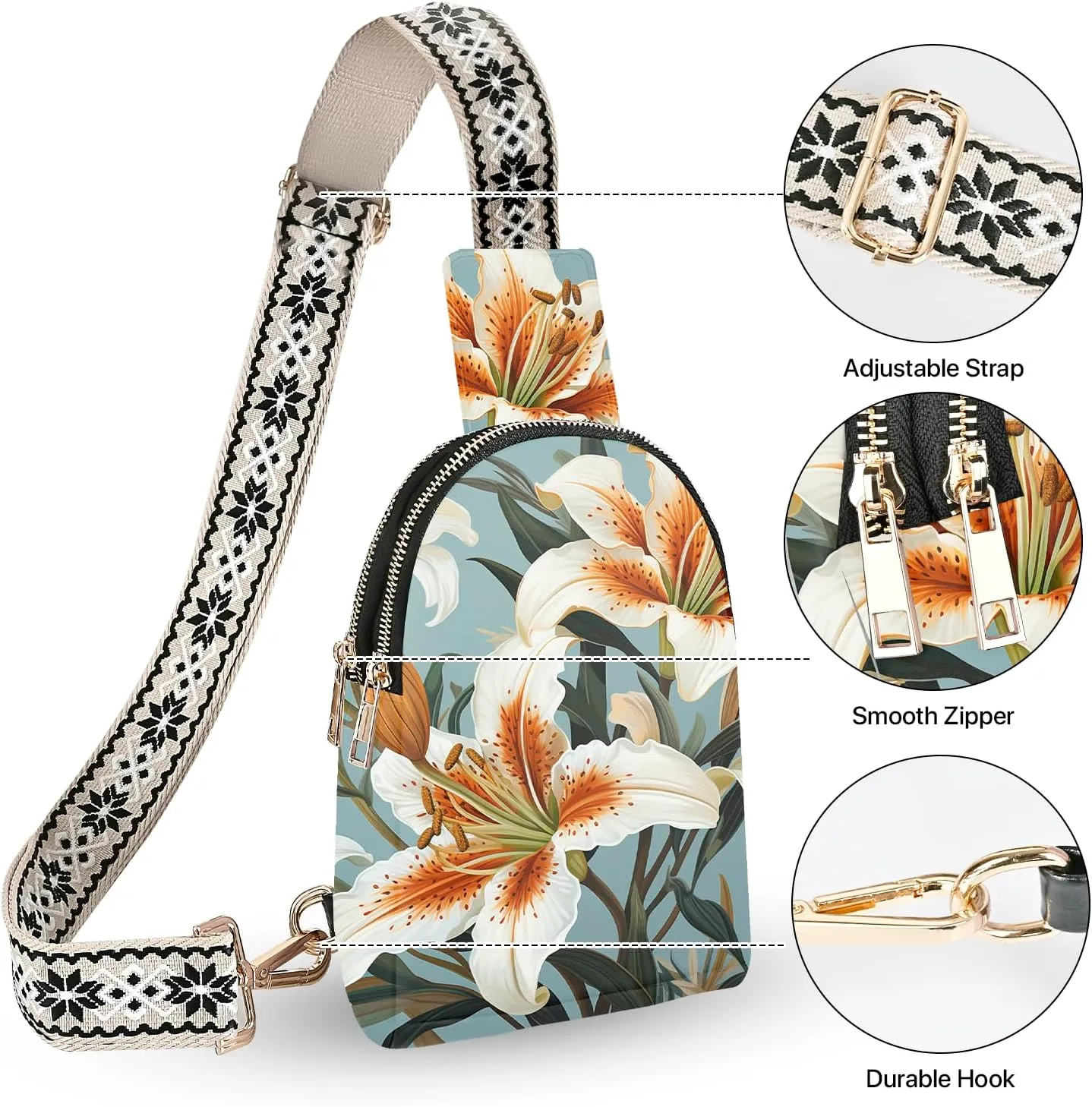 Small Sling Bag Leather Fanny Packs for Women Crossbody Purses Travel Chest Casual Daypacks