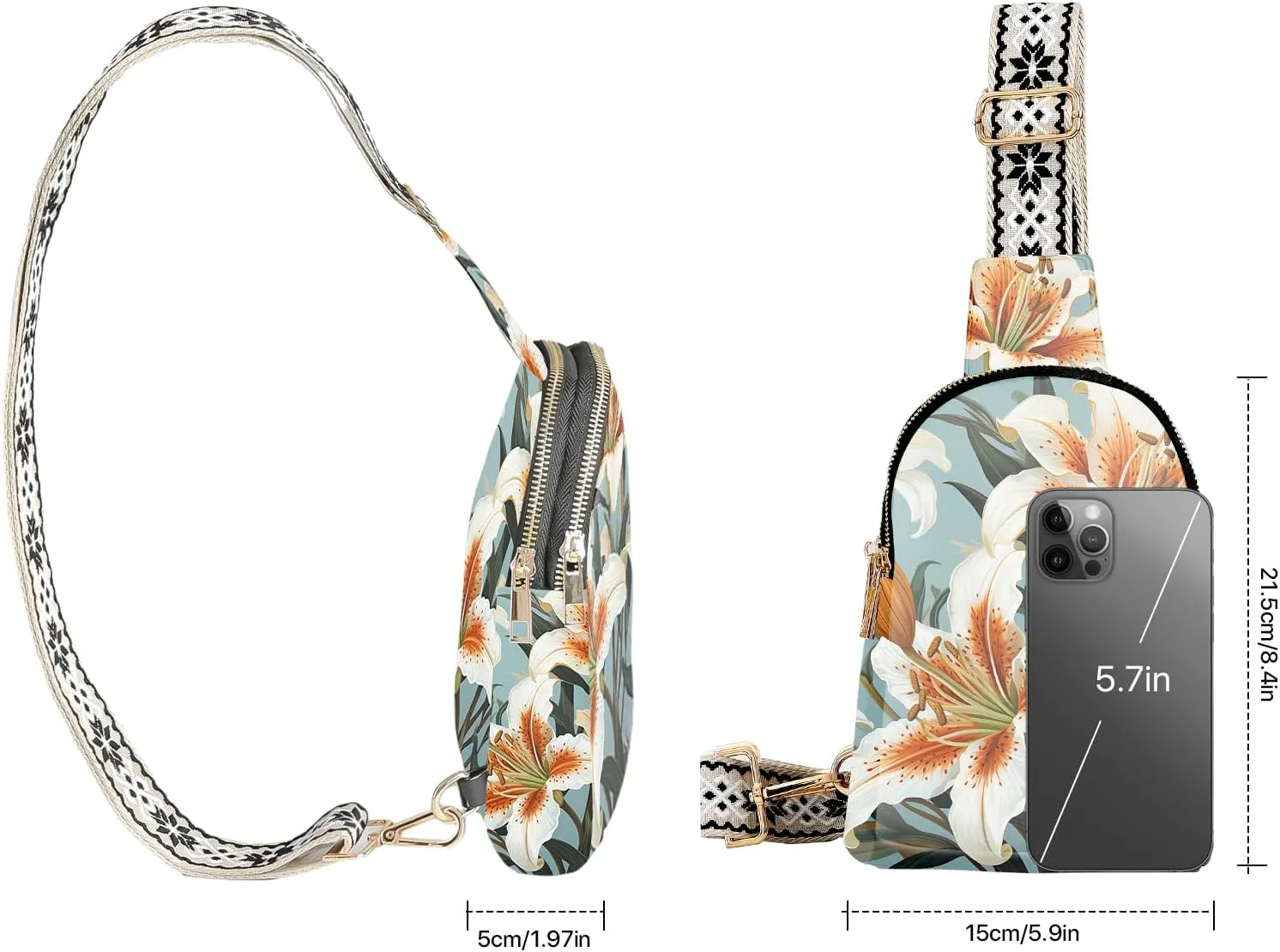 Small Sling Bag Leather Fanny Packs for Women Crossbody Purses Travel Chest Casual Daypacks