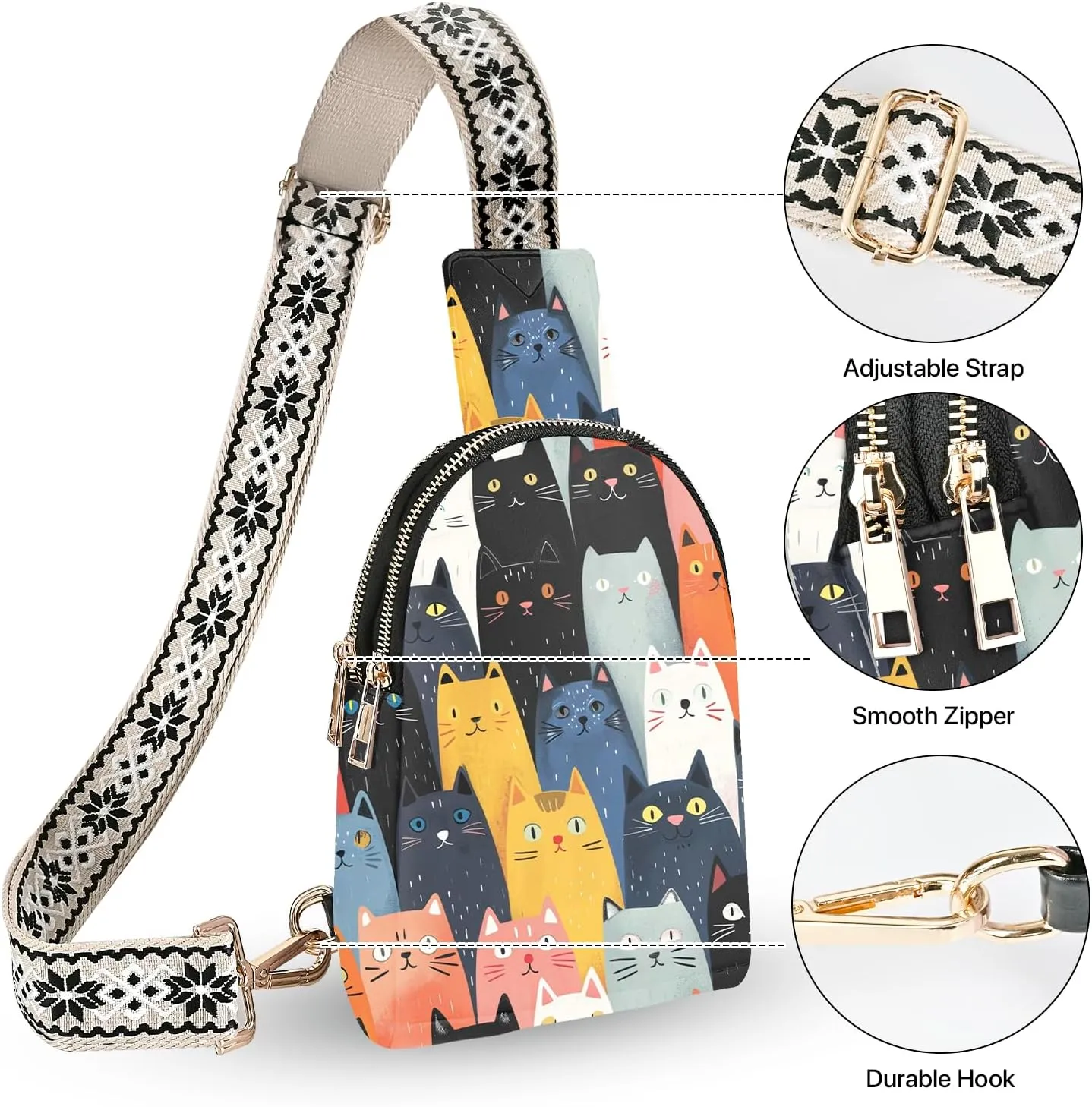 Small Sling Bag Leather Fanny Packs for Women Crossbody Purses Travel Chest Casual Daypacks
