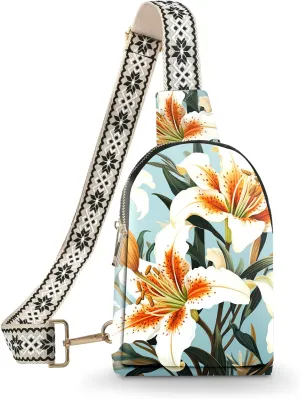 Small Sling Bag Leather Fanny Packs for Women Crossbody Purses Travel Chest Casual Daypacks