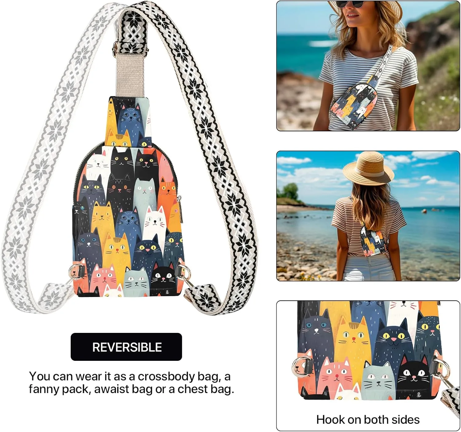 Small Sling Bag Leather Fanny Packs for Women Crossbody Purses Travel Chest Casual Daypacks
