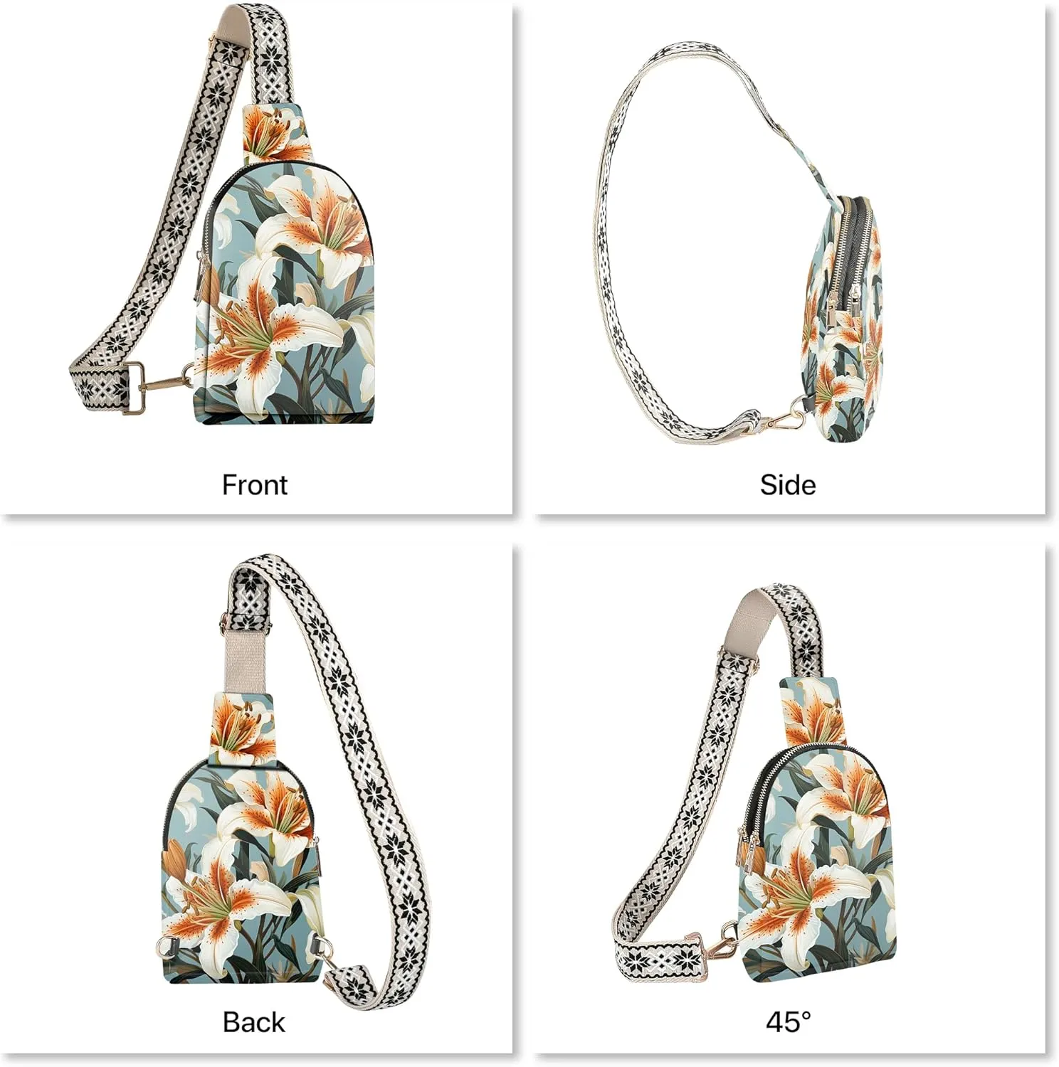 Small Sling Bag Leather Fanny Packs for Women Crossbody Purses Travel Chest Casual Daypacks