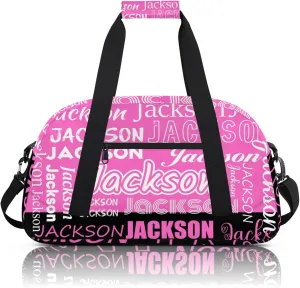 Small Sports Duffle Bag for Women Men Lightweight Custom Luggage Overnight Bag for Travel Fitness Workout Black Pink