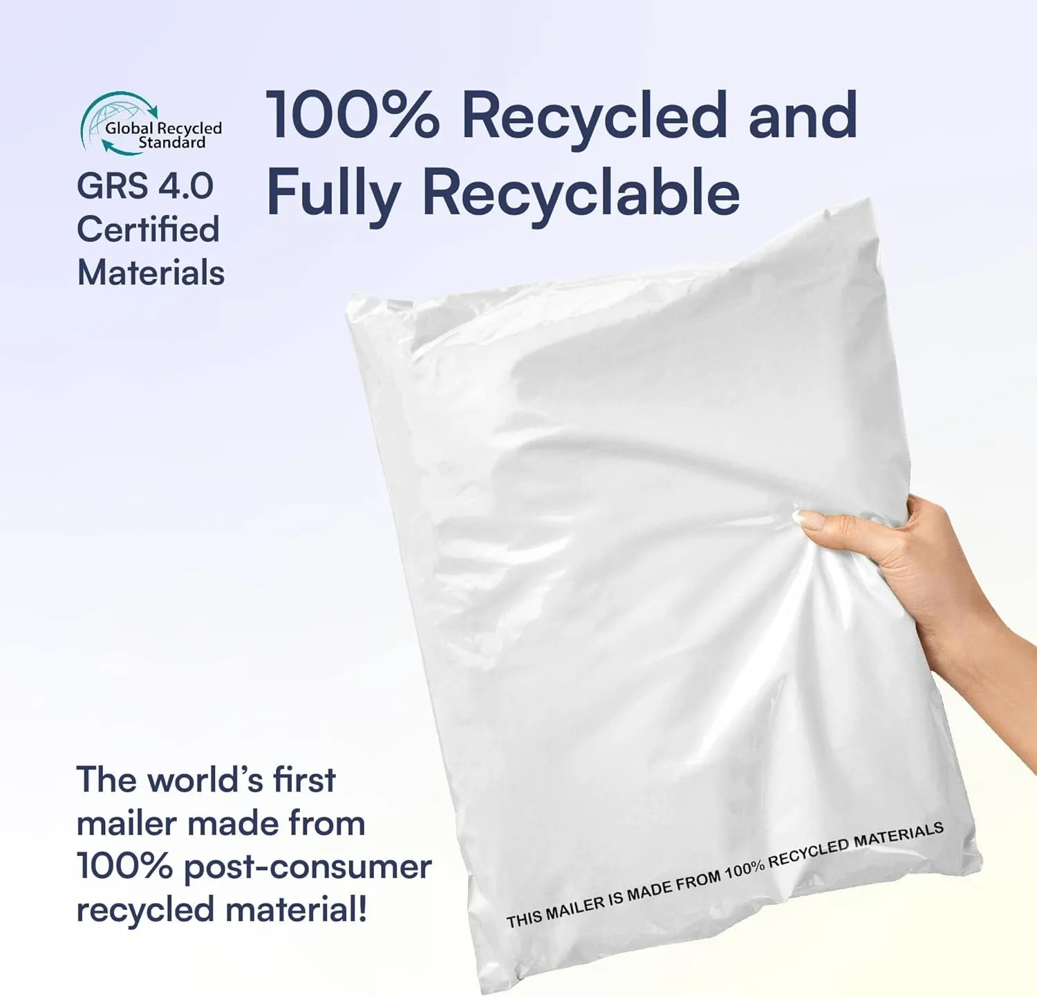 SMART 14.5x19 Recycled Poly Mailers - 200 Pack of White Eco-Friendly Packaging Mailing Bags | Recyclable & Sustainable, Cute & Stylish Small Business Supplies | 2.5 Mil Thick - 200 Pack