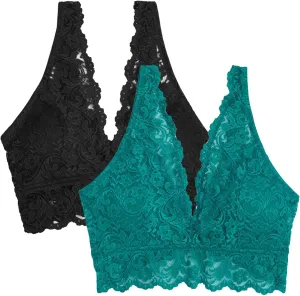 Smart & Sexy Women's Lace Deep V Wireless Bralette – Comfortable & Stylish, Multi-Packs Available