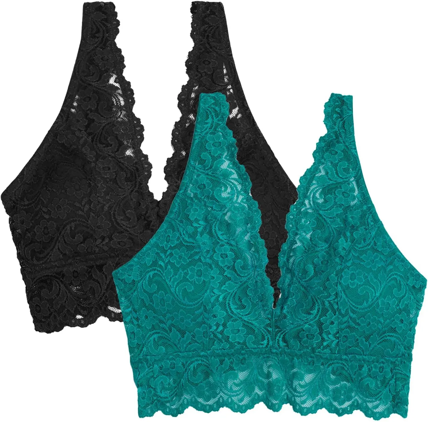 Smart & Sexy Women's Lace Deep V Wireless Bralette – Comfortable & Stylish, Multi-Packs Available