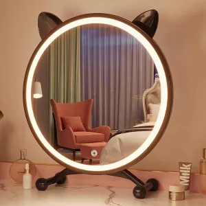 Smart LED Cosmetic Mirror Desktop Mirror Makeup Mirror Small Mirror Circle Mirror Round Mirror Vanity Mirror Changeable Colors for Bedroom Entryway Living Room(White)