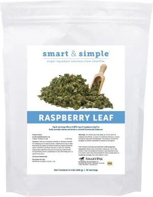 SmartPak Smart & Simple Raspberry Leaf | Horse Moody Mare Supplement | Organic Whole Leaf | Single Ingredient | Equine Supplement | 56 Servings | 0.5 lb Bag