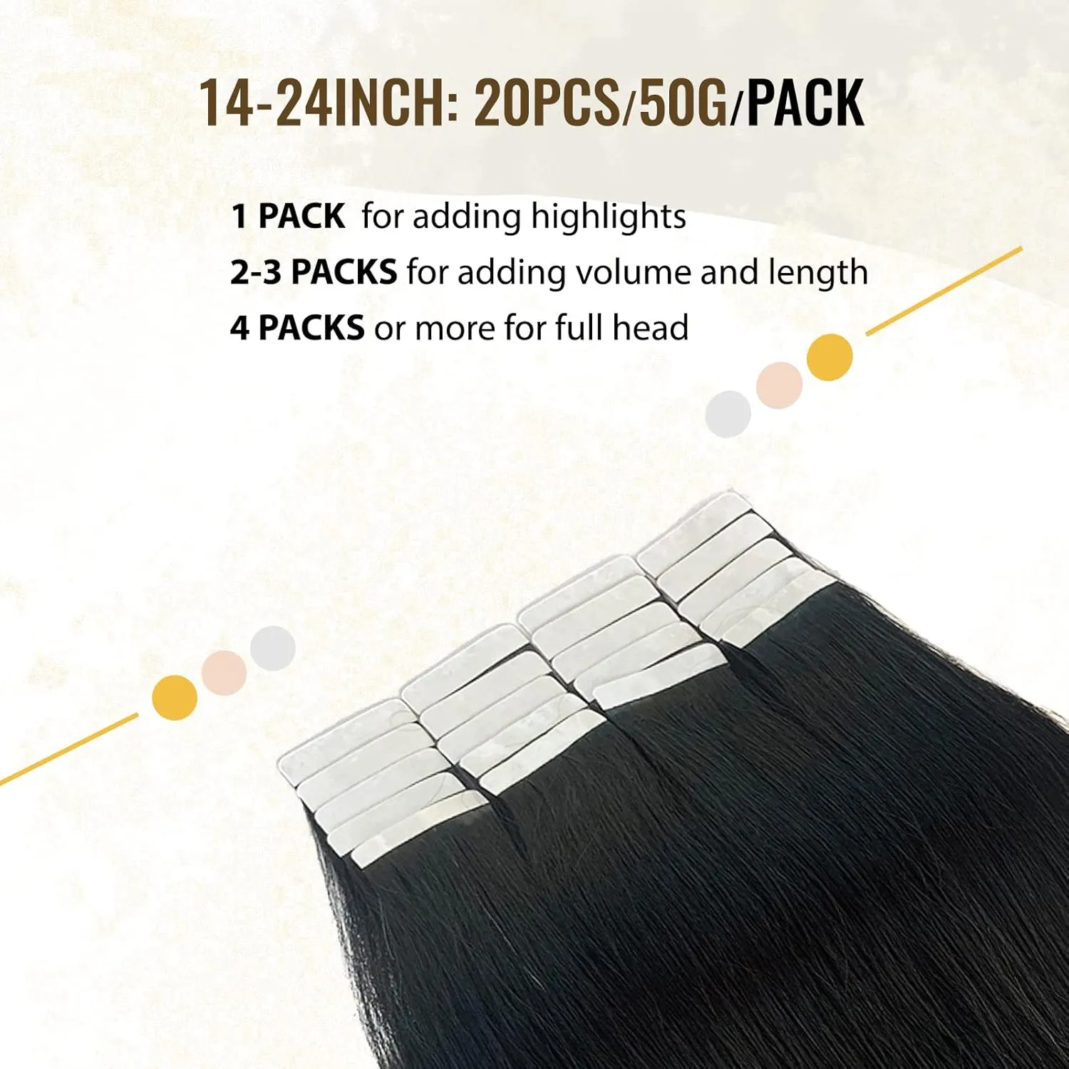 Smavida Tape in Hair Extensions Jet Black 100% Real Human Hair Extensions 20pcs 50g/pack Tape in Remy Hair Seamless Skin Weft Silk Straight Glue in Hair Extensions (12 inches, #1)