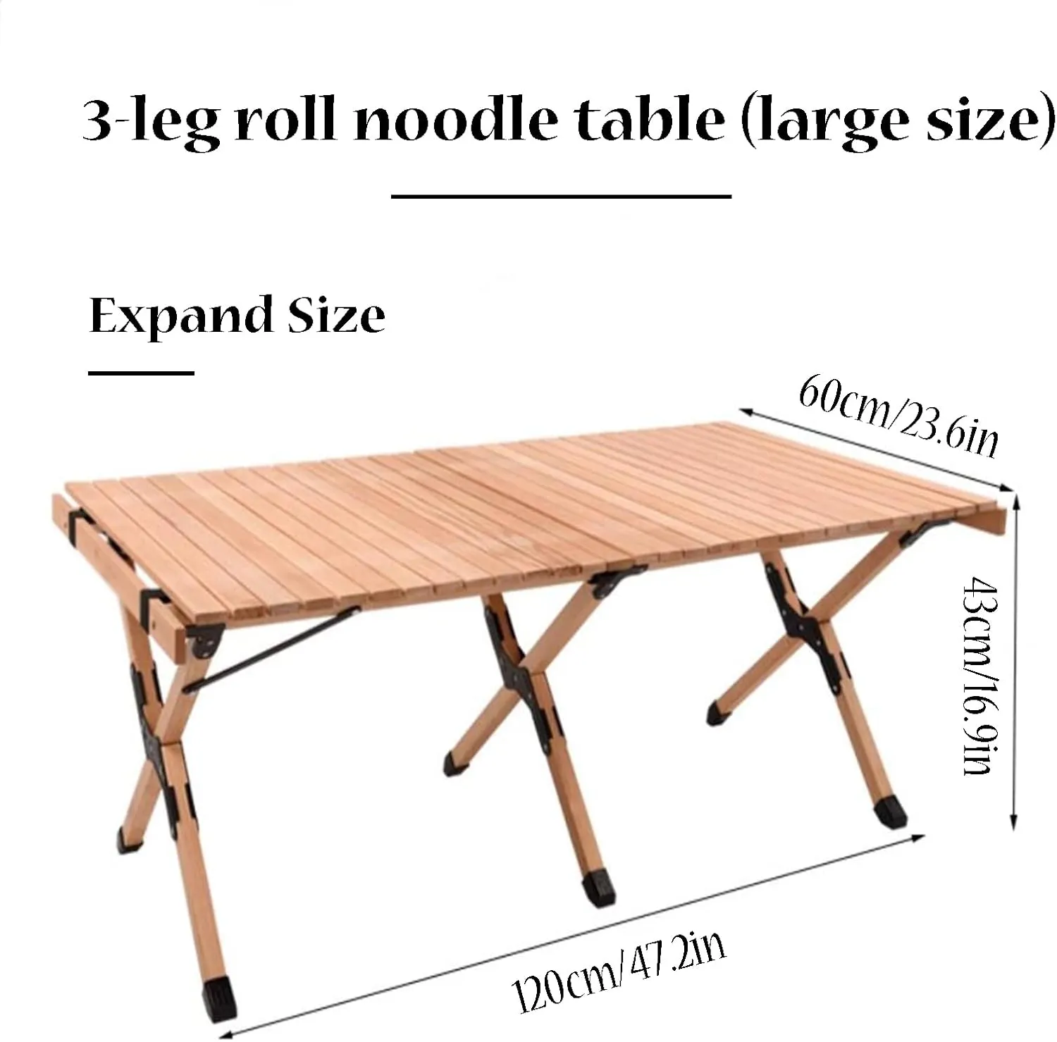 SOBOUR Strong Camping Table Foldable Table Legs Picnic Table Roll Up Desktop Camping Grill Table Send Storage Bag for Outdoor Camp, Large