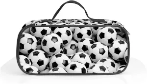 Soccer Pen Holder Case Brush Pot Stationery Multifunction Pen Container Large Capacity Storage Pouch with Zipper Birthday Gifts Pen Box for Women Men