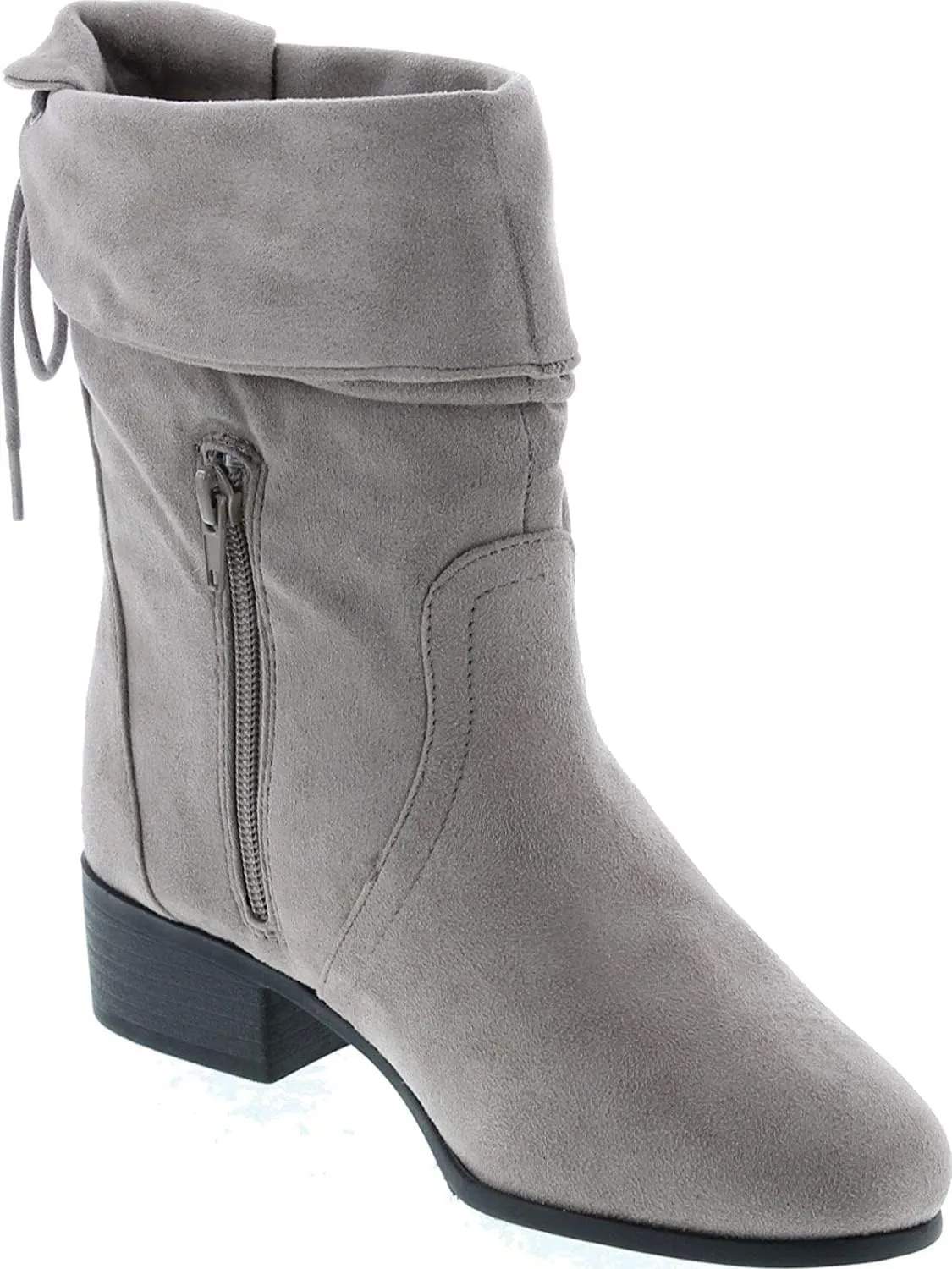 Soda KIMMY ~ Women's High Top Slouchy Ankle Boot Round Toe Foldable Faux Suede