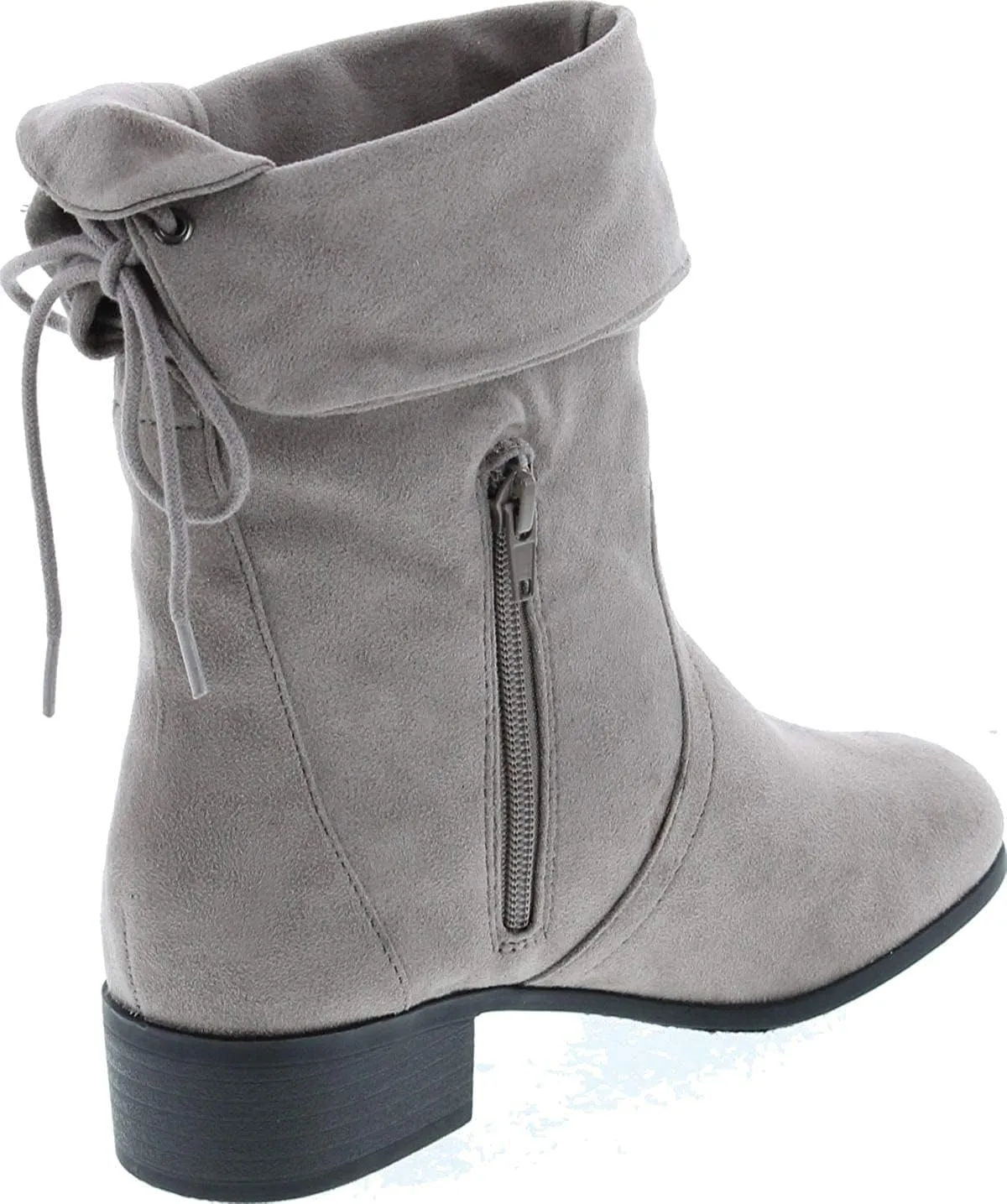 Soda KIMMY ~ Women's High Top Slouchy Ankle Boot Round Toe Foldable Faux Suede