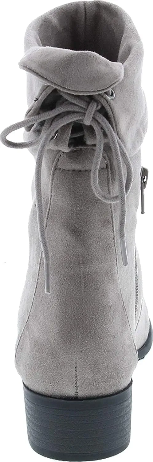 Soda KIMMY ~ Women's High Top Slouchy Ankle Boot Round Toe Foldable Faux Suede