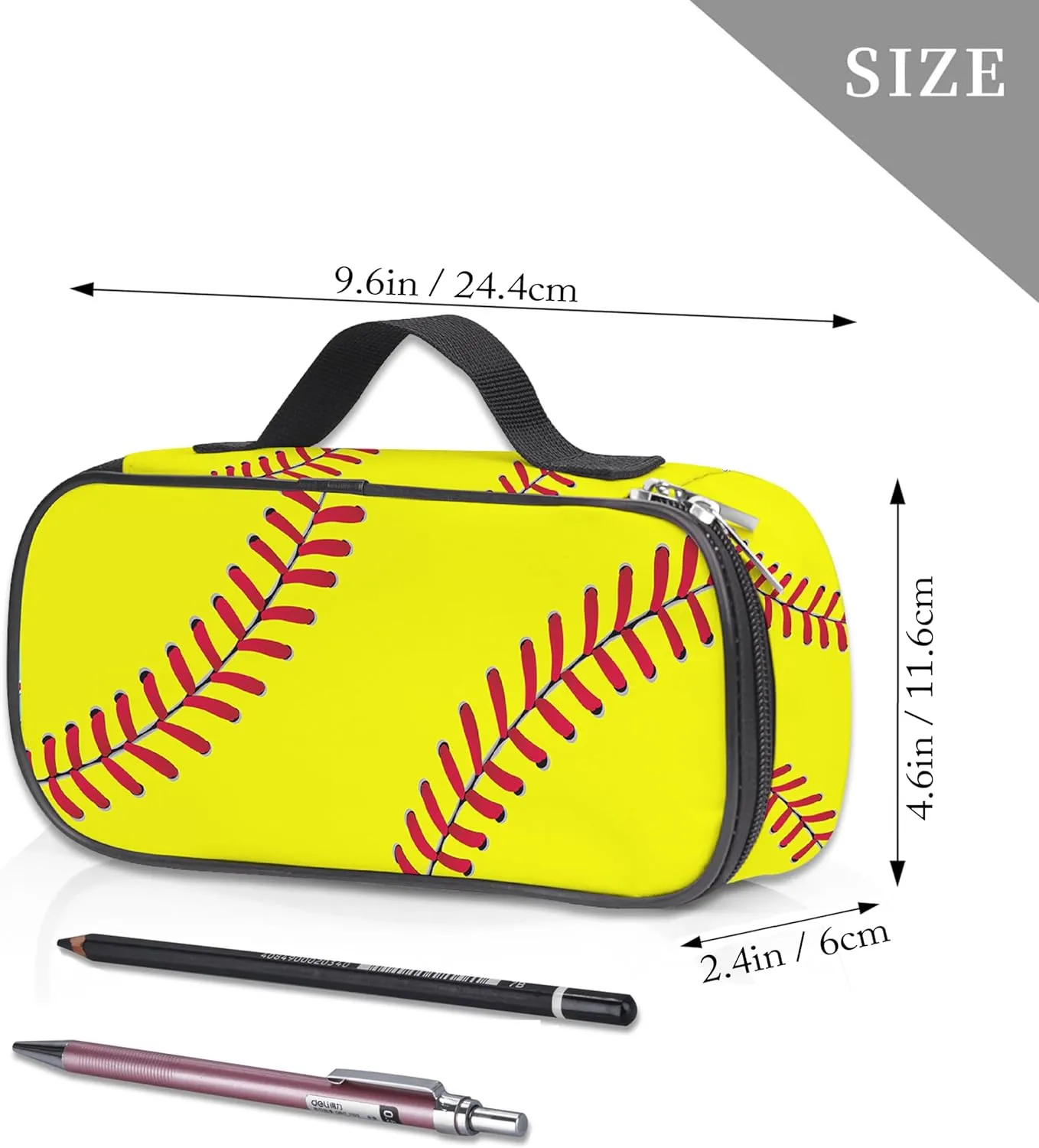 Softball Pen Holder Case Brush Pot Stationery Multifunction Pen Container Large Capacity Storage Pouch with Zipper Birthday Gifts Pen Box for Women Men