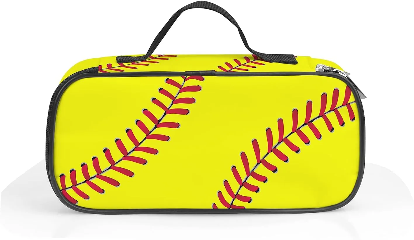 Softball Pen Holder Case Brush Pot Stationery Multifunction Pen Container Large Capacity Storage Pouch with Zipper Birthday Gifts Pen Box for Women Men