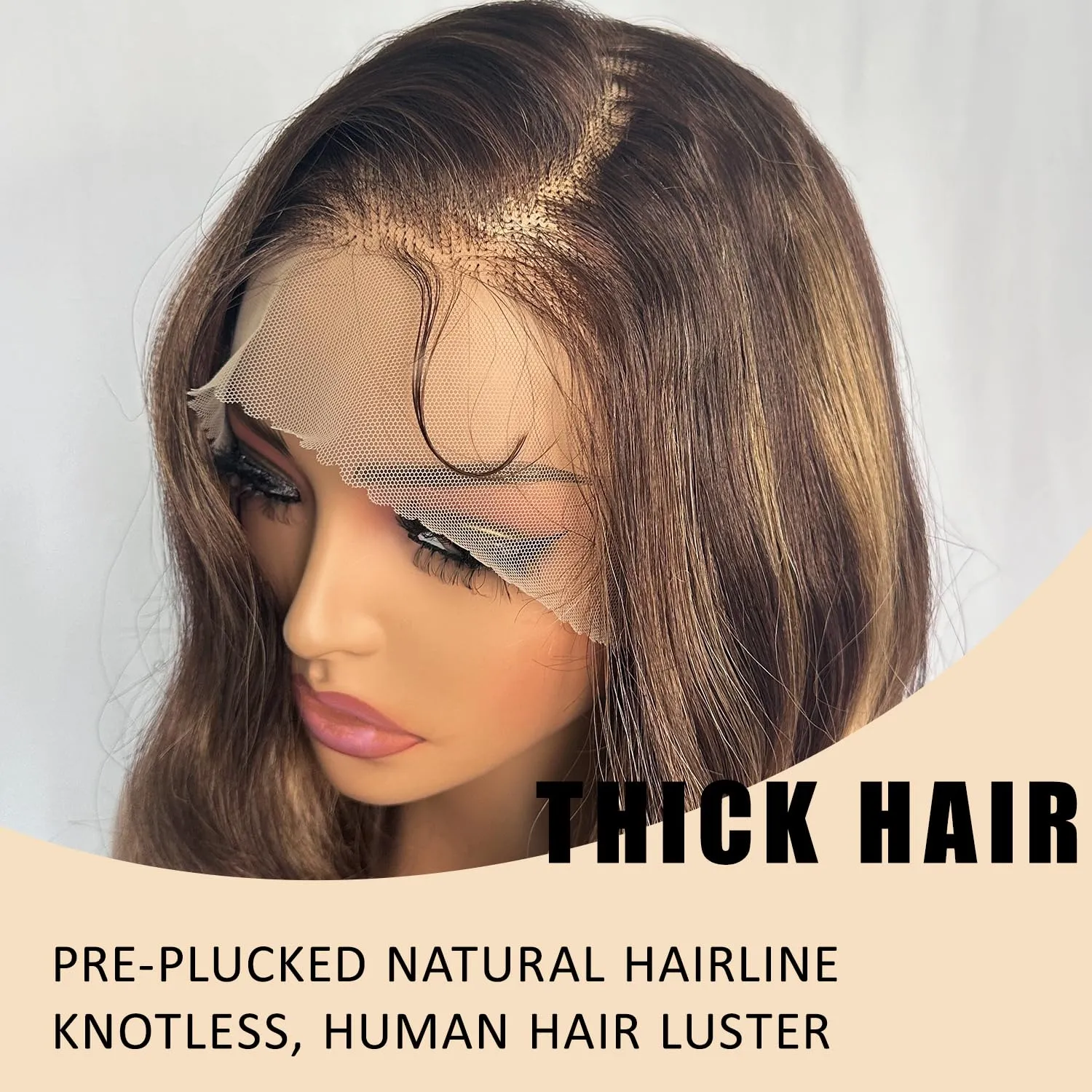 SOKU 13x6 Lace Frontal Wig Highlighted 32 Inch Body Wave Pre Plucked Babyhair Transparent HD Lace Heat Friendly Highlights Brown Bouncy Synthetic Hair