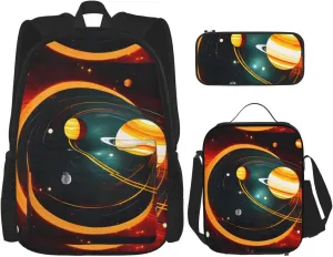Solar System Jupiter Saturn Three piece backpack set, multifunctional backpack, fashionable casual backpack combination