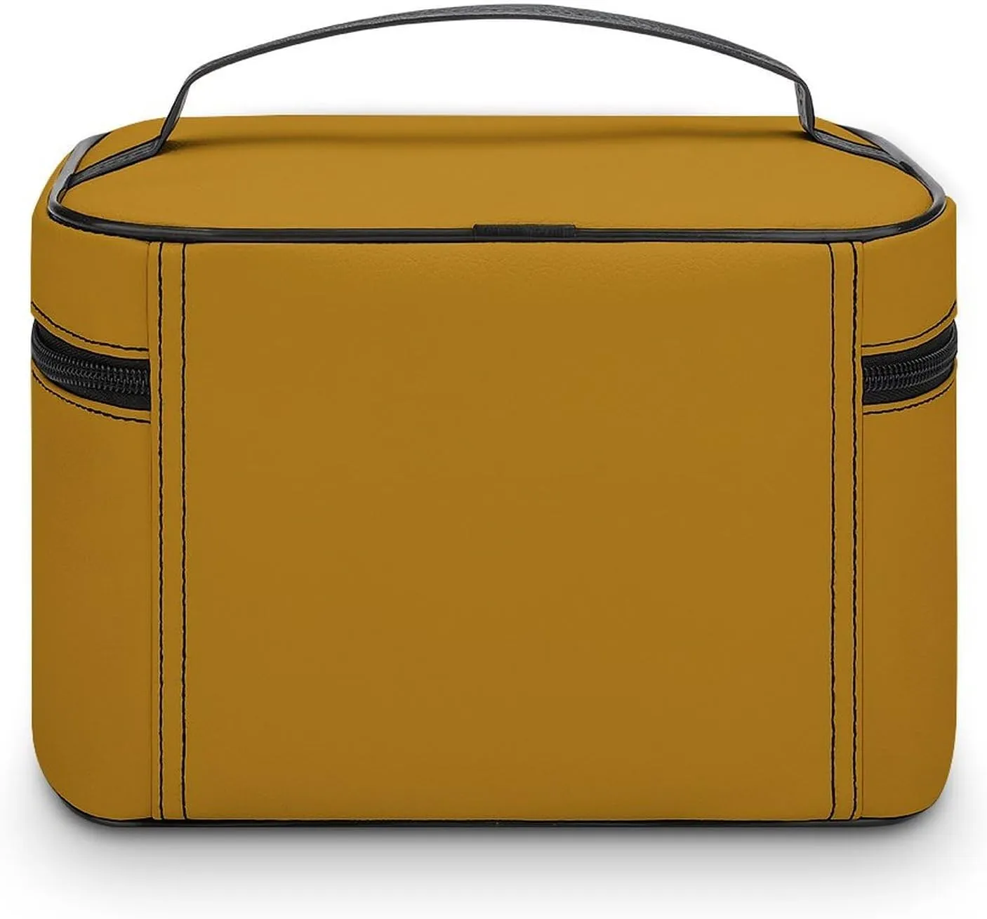 Solid Color Dark Mustard Yellow Makeup Bag, Portable Travel Cosmetic Case Zipper Toiletry Bag for Women Girls