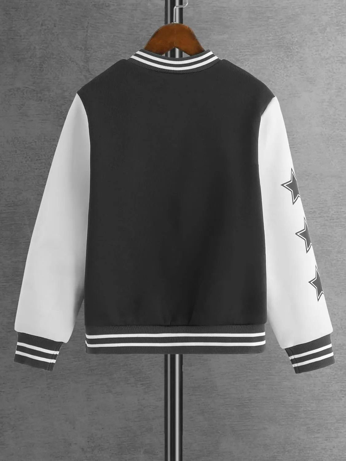 SOLY HUX Boy's Varsity Jacket Letter Star Print Long Sleeve Color Block Baseball Bomber Jacket Coat