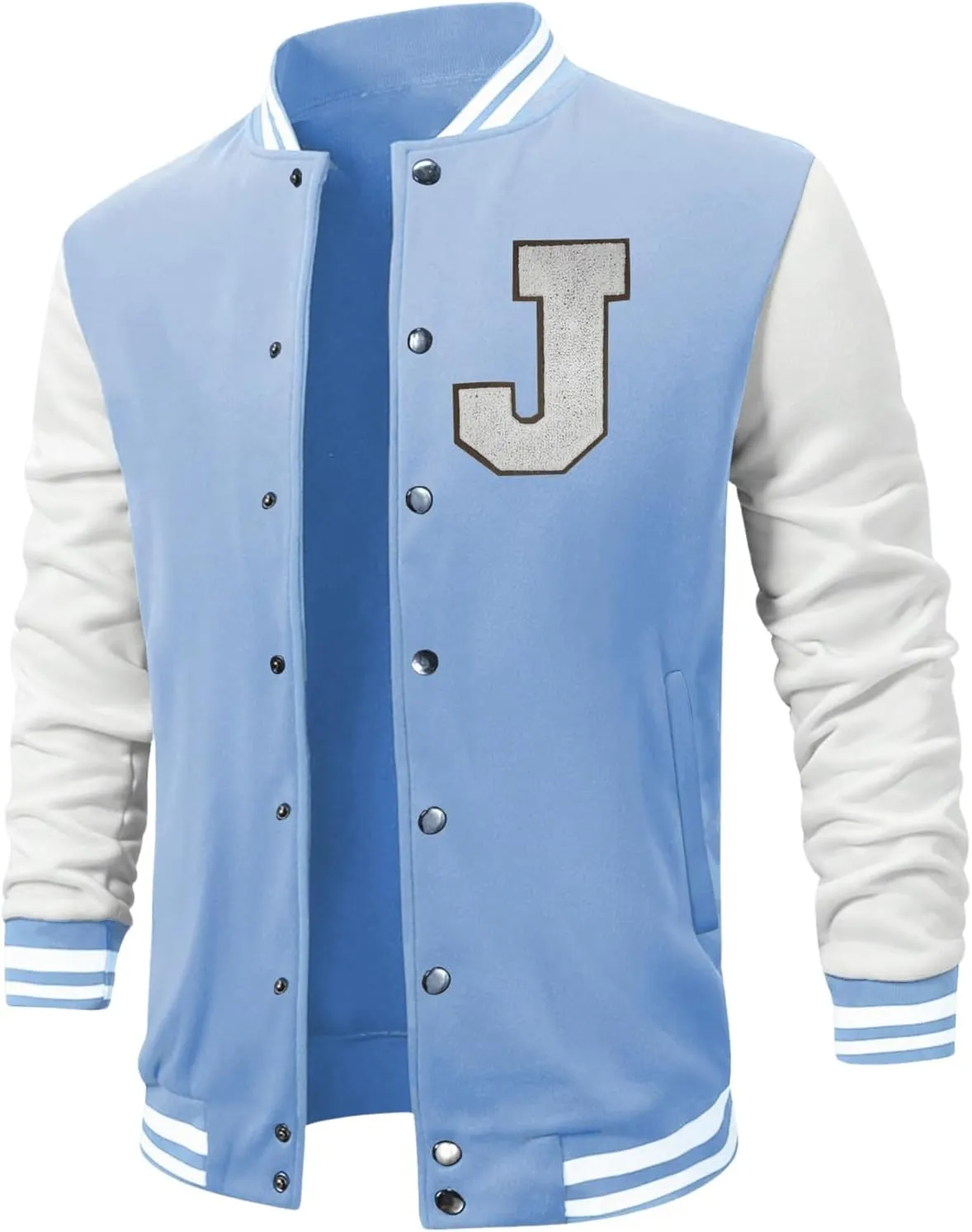 SOLY HUX Men's Bomber Jacket Color Block Letter Graphic Long Sleeve Baseball Varsity Jacket Coat