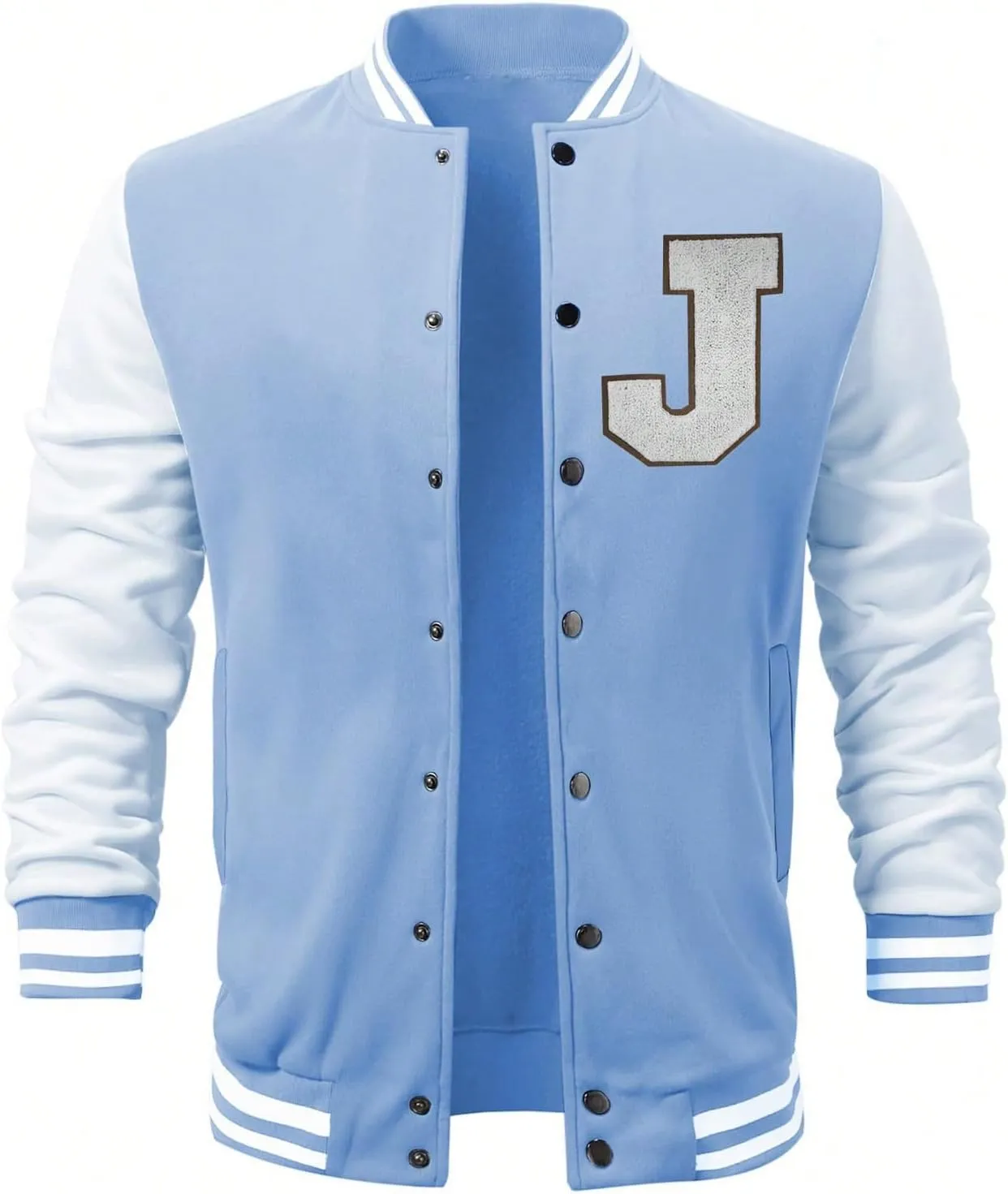 SOLY HUX Men's Bomber Jacket Color Block Letter Graphic Long Sleeve Baseball Varsity Jacket Coat