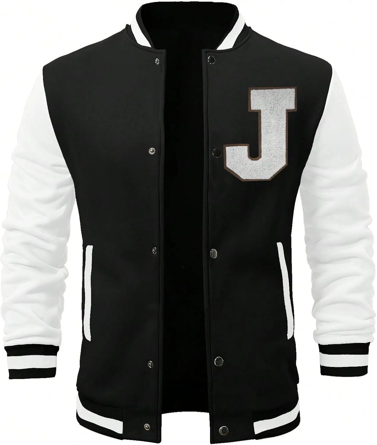 SOLY HUX Men's Bomber Jacket Color Block Letter Graphic Long Sleeve Baseball Varsity Jacket Coat