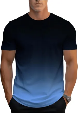 SOLY HUX Men's Gradient T Shirt Short Sleeve Round Neck Tee Summer Tops