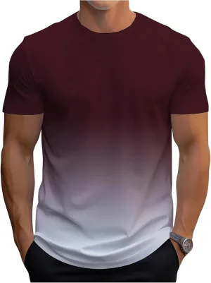 SOLY HUX Men's Gradient T Shirt Short Sleeve Round Neck Tee Summer Tops
