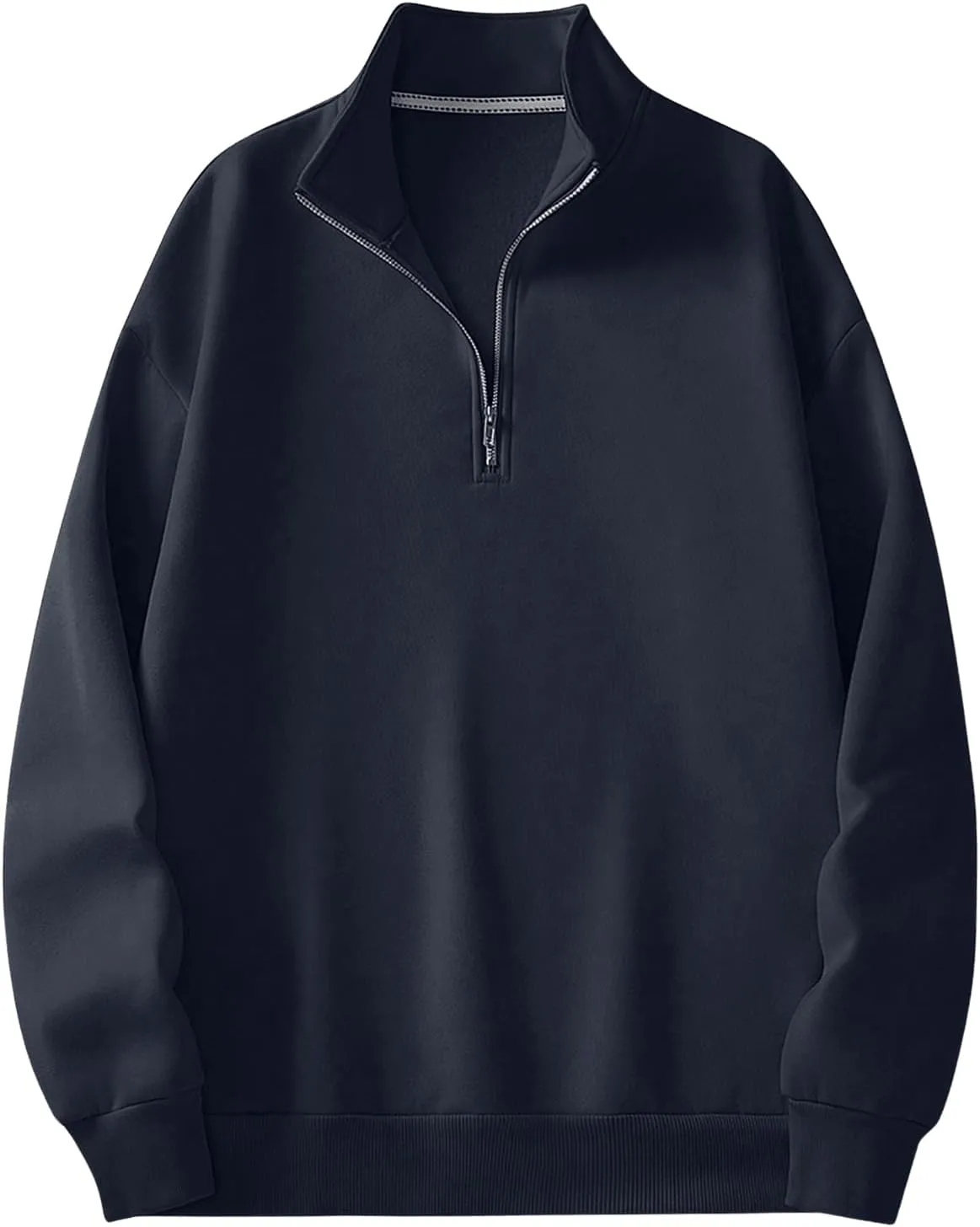 SOLY HUX Men's Half Zip Sweatshirt Mock Neck Long Sleeve Drop Shoulder Casual Pullover Tops