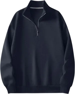 SOLY HUX Men's Half Zip Sweatshirt Mock Neck Long Sleeve Drop Shoulder Casual Pullover Tops