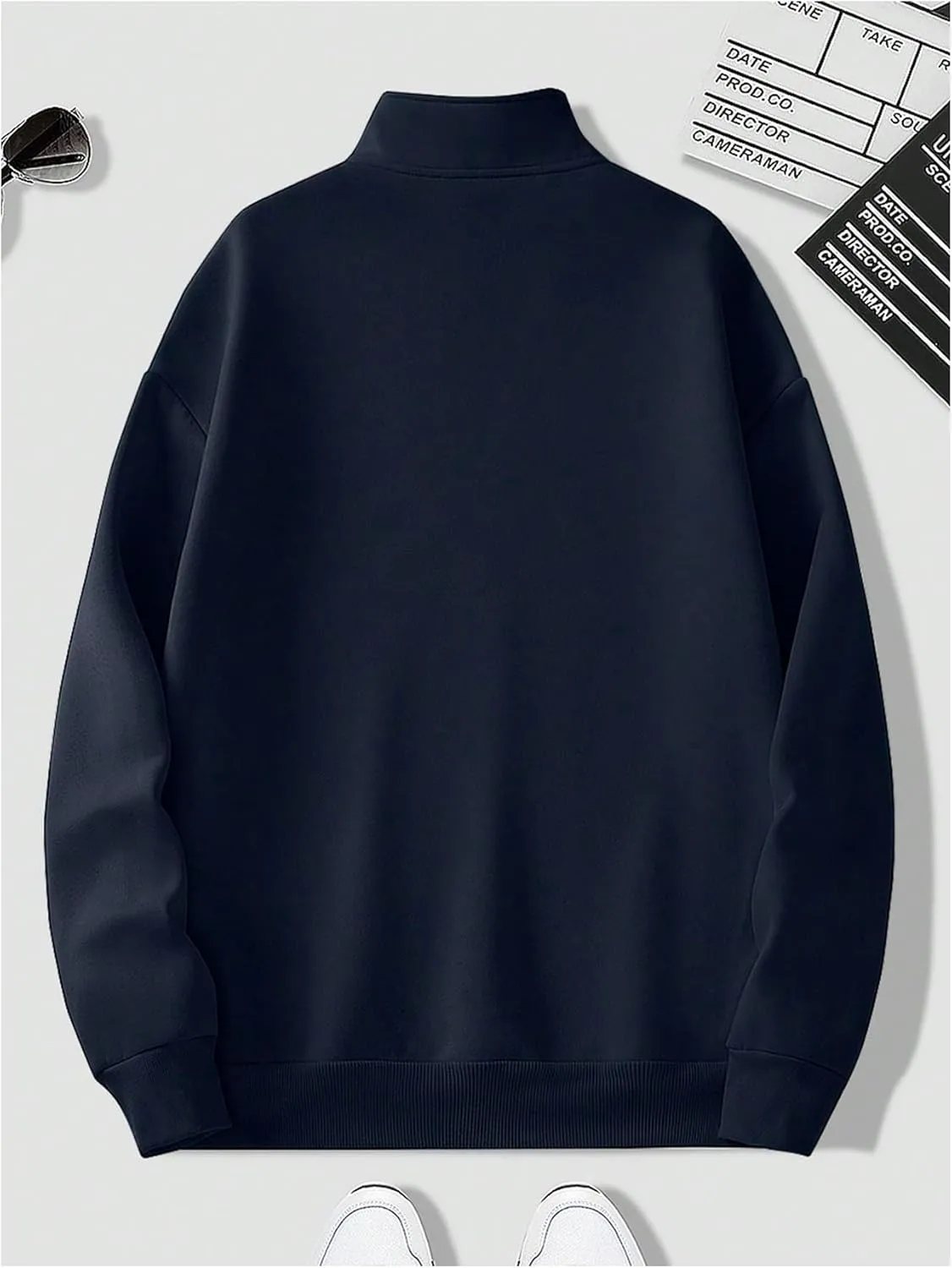 SOLY HUX Men's Half Zip Sweatshirt Mock Neck Long Sleeve Drop Shoulder Casual Pullover Tops