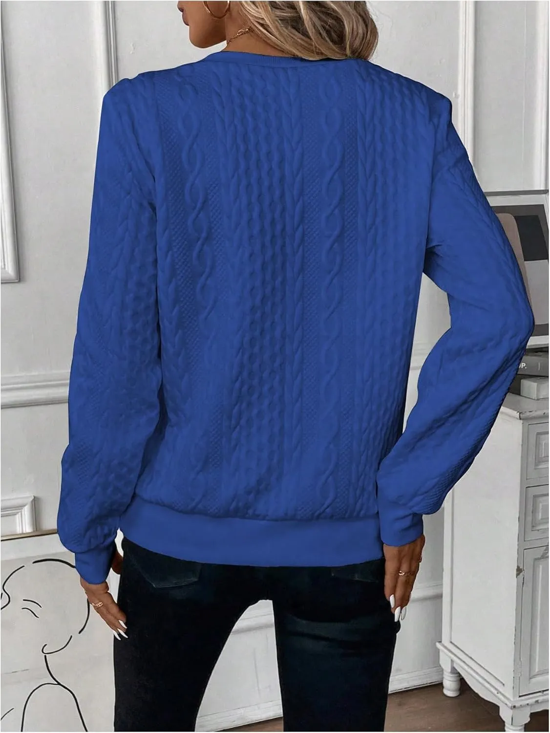 SOLY HUX Women's Half Zip Sweatshirt Crew Neck Long Sleeve Cable Knit Pullover Tops