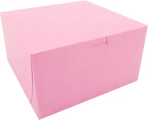 Southern Champion Tray 0865 Pink Paperboard Non-Window Lock-Corner Bakery Box, 9" Length x 9" Width x 5" Height (Case of 100)