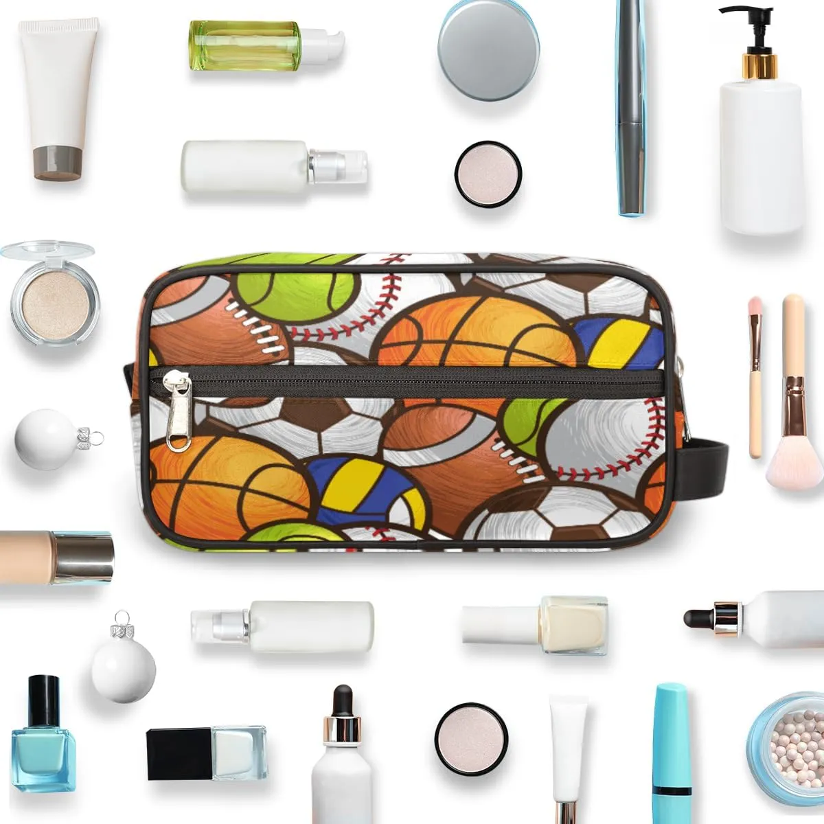 Sport Ball Travel Cosmetic Bag for Boy Men,Hanging Toiletry Bag,Waterproof Makeup Bag,Approved Hygiene Bag Shave Dopp Kit Organizer for Toiletries Shower Bathroom Carry-on Accessories Gifts