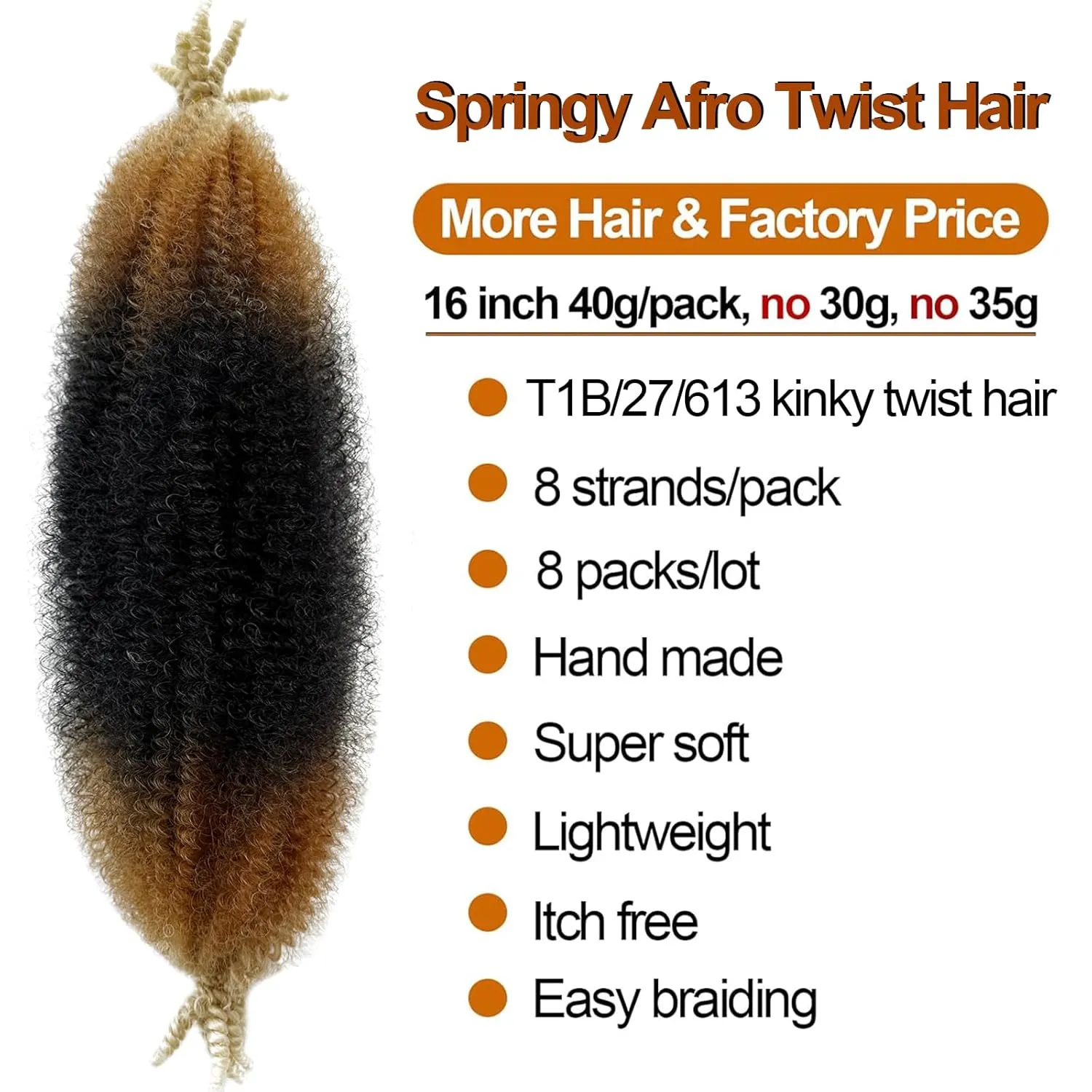 Springy Afro Twist Hair 1B/27/613 Ombre Blonde Marley Twist Braiding Hair 16 Inch Three Tone Twisted UP Spyingy Afro Twist Hair 8 Packs Kinky Twisting Hair for Distressed Locs Crochet Hair…