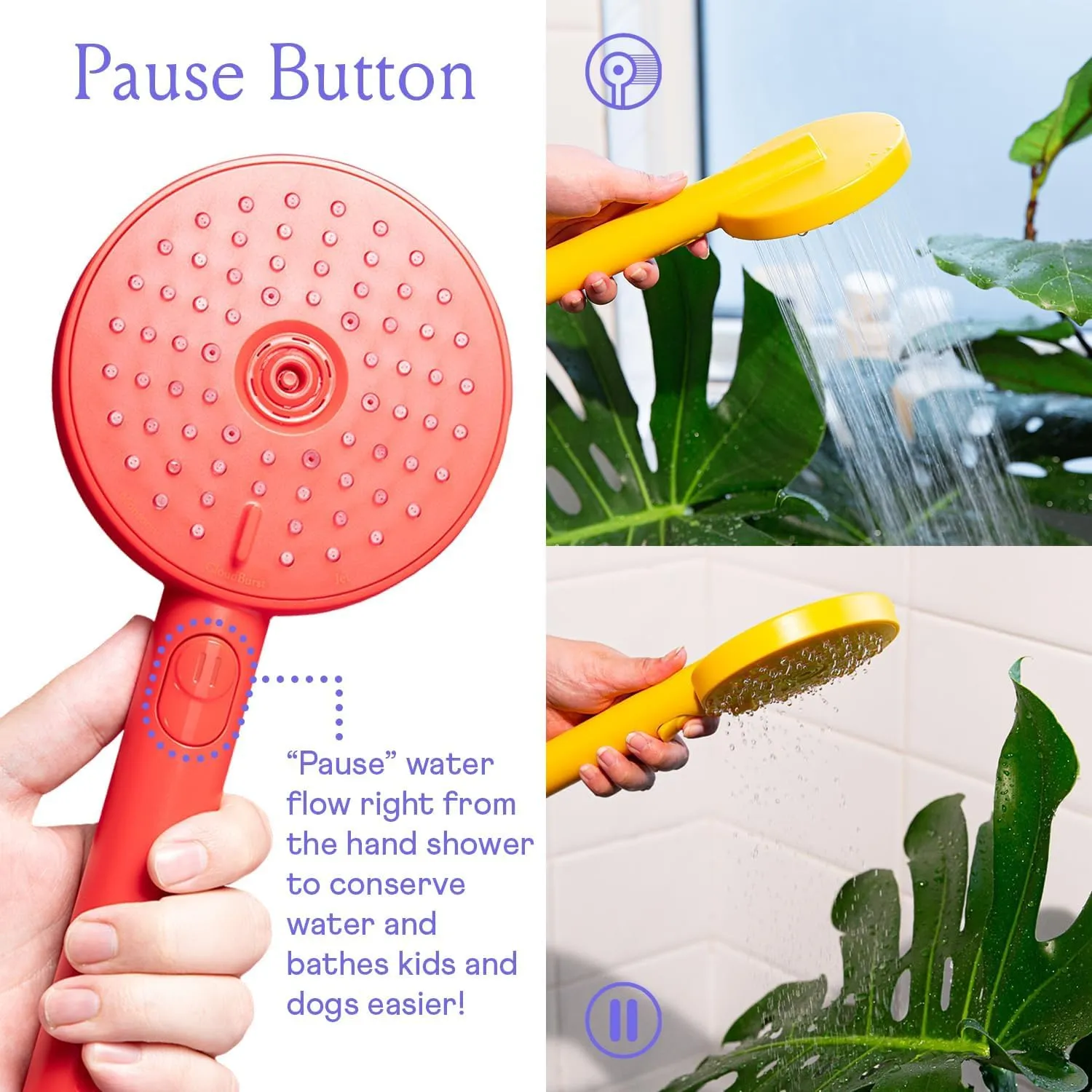 Sproos - Handheld Shower Head, High Pressure, 3 Spray Functions Plus Pause, Extra Long 70 Inch Hose - Eco-friendly Materials - Easy DIY Installation - High Pressure Performance - Green