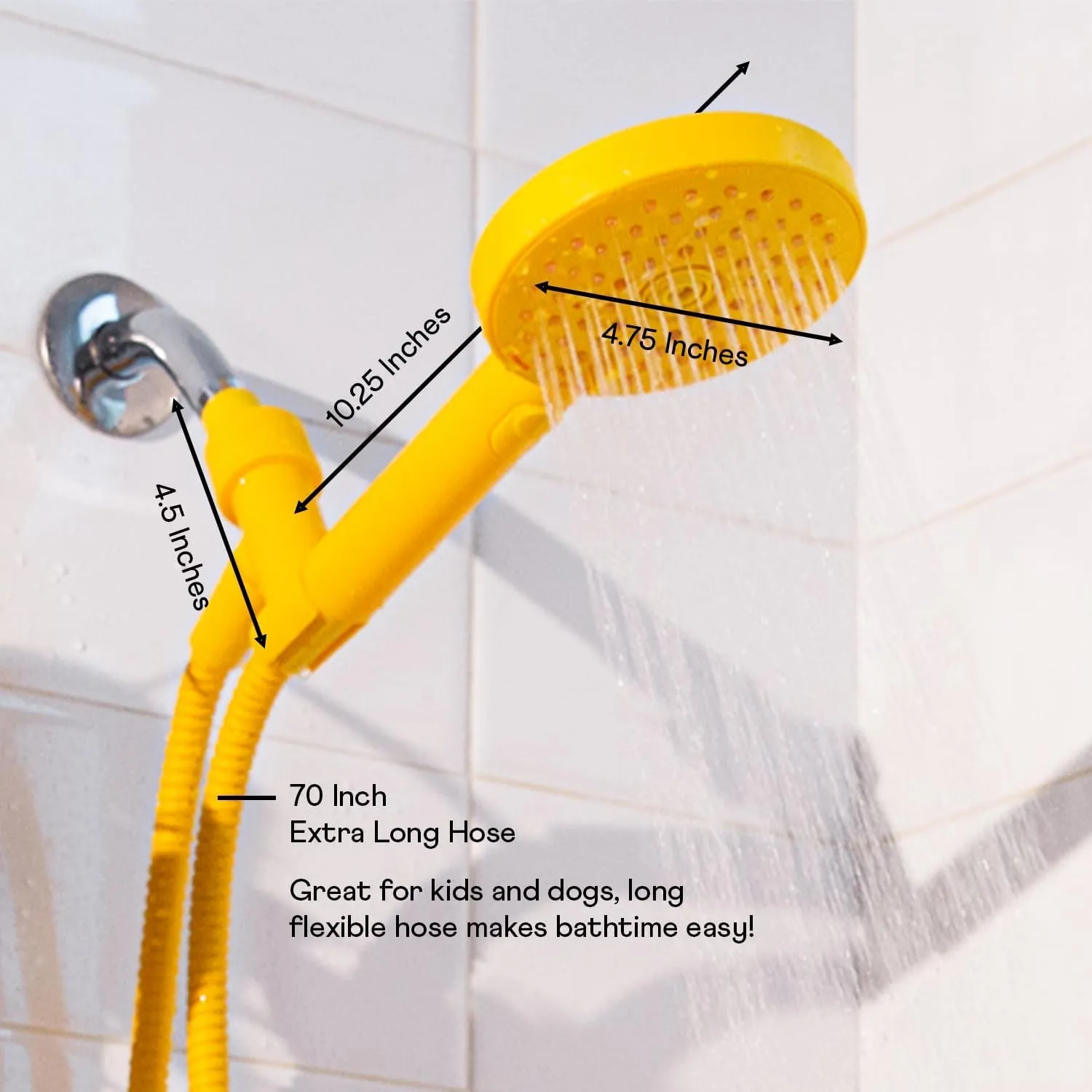 Sproos - Handheld Shower Head, High Pressure, 3 Spray Functions Plus Pause, Extra Long 70 Inch Hose - Eco-friendly Materials - Easy DIY Installation - High Pressure Performance - Green
