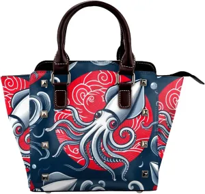 Squid-Blessing-Japan Pu Leather Crossbody Studded Bag, Fashionable Shoulder Handbag With Detachable Shoulder Strap