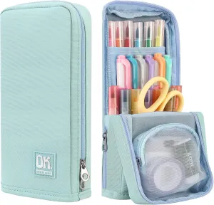 Standing Pencil Case Large Capacity Pen Bag, Multi-Layer Pen Pouch Pencil Holder Stationery Organizer, Polyester Pencil Bag Storage Box Desk Organizer