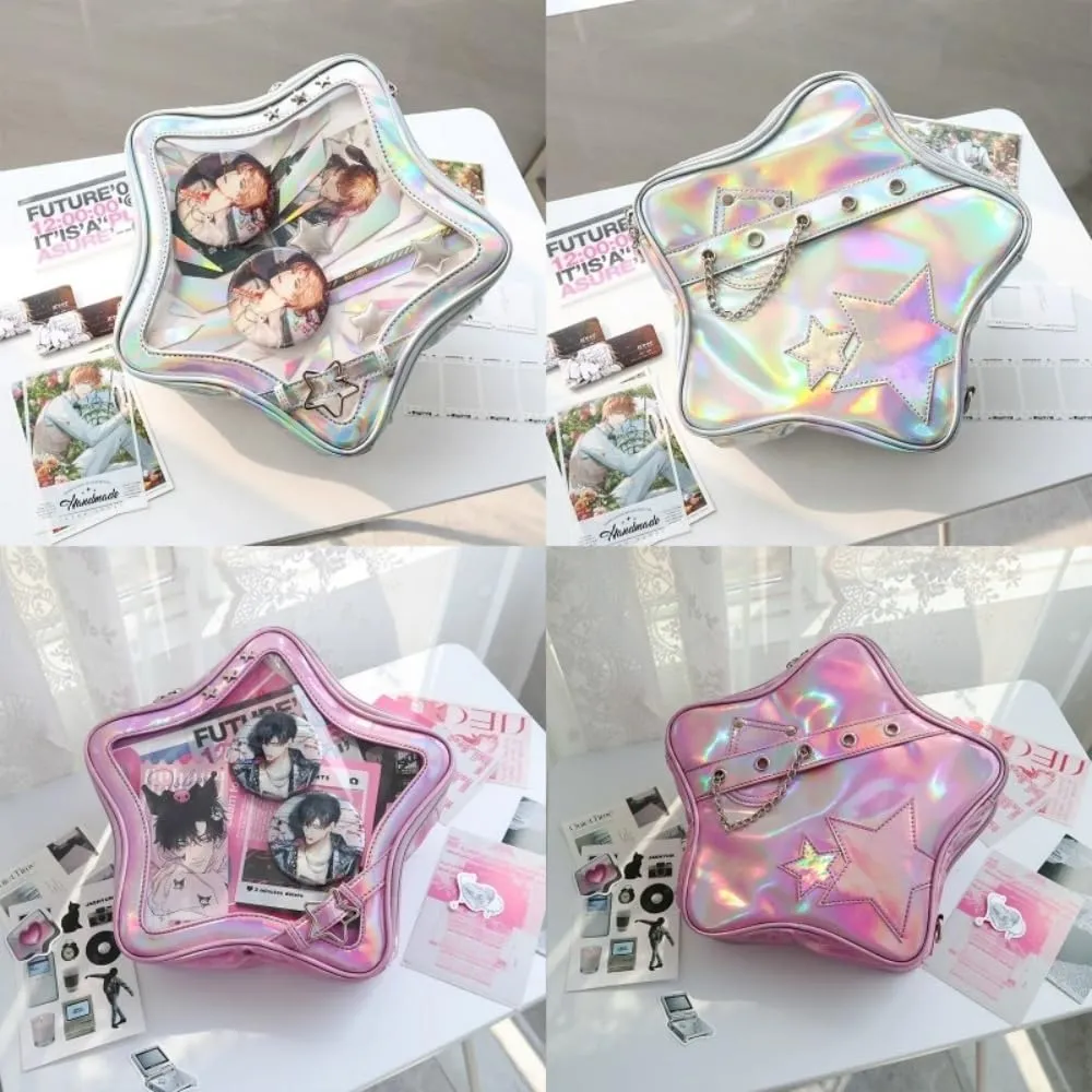 Star Single Shoulder Crossbody Bag Handbag and Purse for Women Ita Bag with Insert Pins Display Backpack (laser pink)