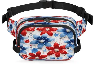 Starlit Florals Waterproof Unisex Square Fanny Pack, Adjustable Waist Bag with Pockets, Sturdy Lightweight Crossbody Bag for Travel, Running, Hiking (9x6.1x2.5 Inches)