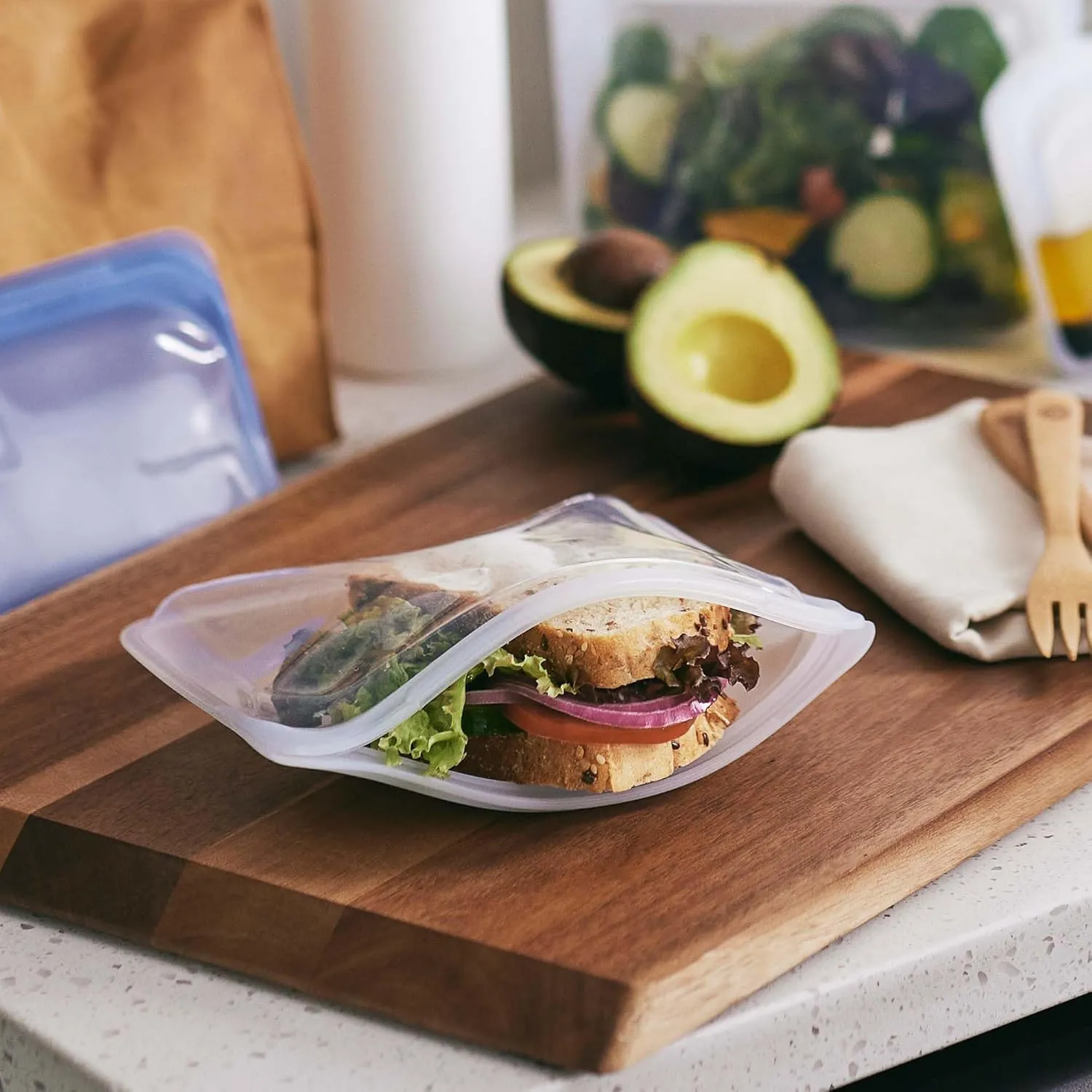Stasher Premium Silicone Reusable Food Storage Bags, 2-Pack, Blue, Multi-Use Food Storage Bags, Lunch Bag, Travel Containers, BPA Free, Leak-free, Dishwasher-Safe, Eco-friendly