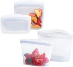 Stasher Premium Silicone Reusable Food Storage Bags, 4-Pack, Clear | Multi-Use Food Storage Bags, Lunch Bag, Travel Containers | BPA Free, Leak-free, Dishwasher-Safe, Eco-friendly