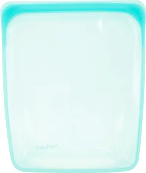 Stasher Premium Silicone Reusable Food Storage Half Gallon Bag, Aqua, Microwave, Sous Vide, Dishwasher, Oven and Freezer Safe, BPA Free, Leak-free, Eco-friendly, 64 Oz