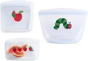 Stasher x the World of Eric Carle Premium Silicone Reusable Food Storage Bags, 3-Pack | Multi-Use Food Storage Bags, Lunch Bag, Travel Containers | BPA Free, Leak-free, Dishwasher-Safe, Eco-friendly